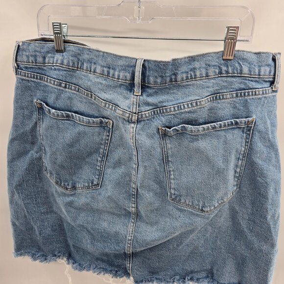 A.N.A A New Approach Blue Jean High-Rise Distressed Raw Edge Mini Skirt 18 - Picture 2 of 8